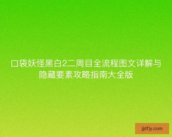 口袋妖怪黑白2二周目全流程图文详解与隐藏要素攻略指南大全版